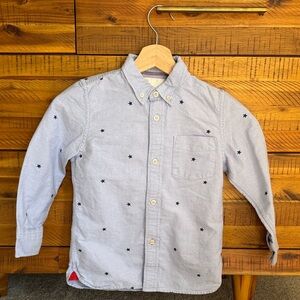 Mini Boden Kids Blue Star Print Button-Up Shirt